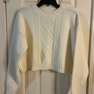 Elegant Ivory Cable Knit Sweater